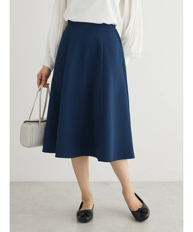 Green Parks 〈選べるきれシル〉フレアミディ丈スカート Dark Navy