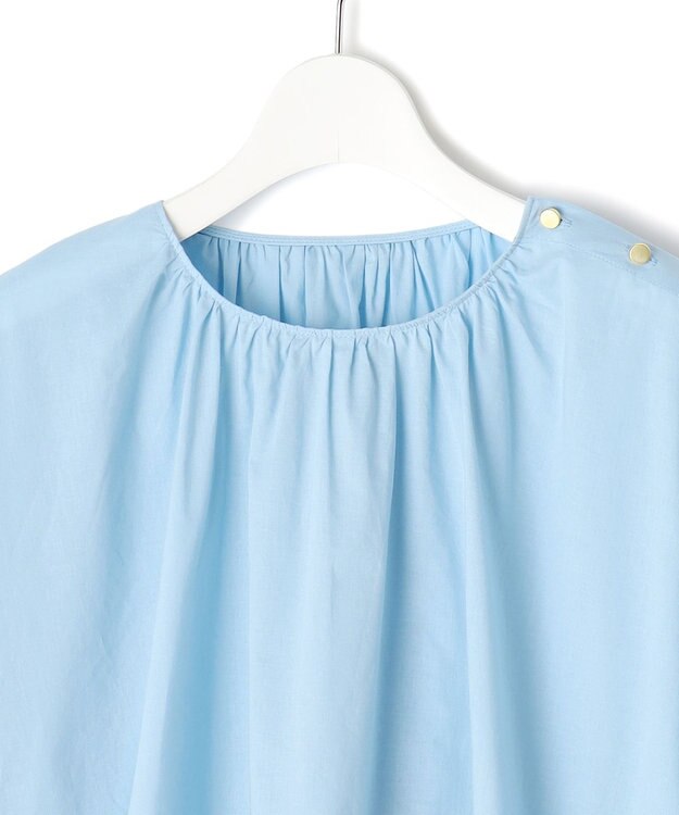 J.PRESS YORK STREET 【WOMEN】バイカラーギャザー ブラウス サックスブルー系1