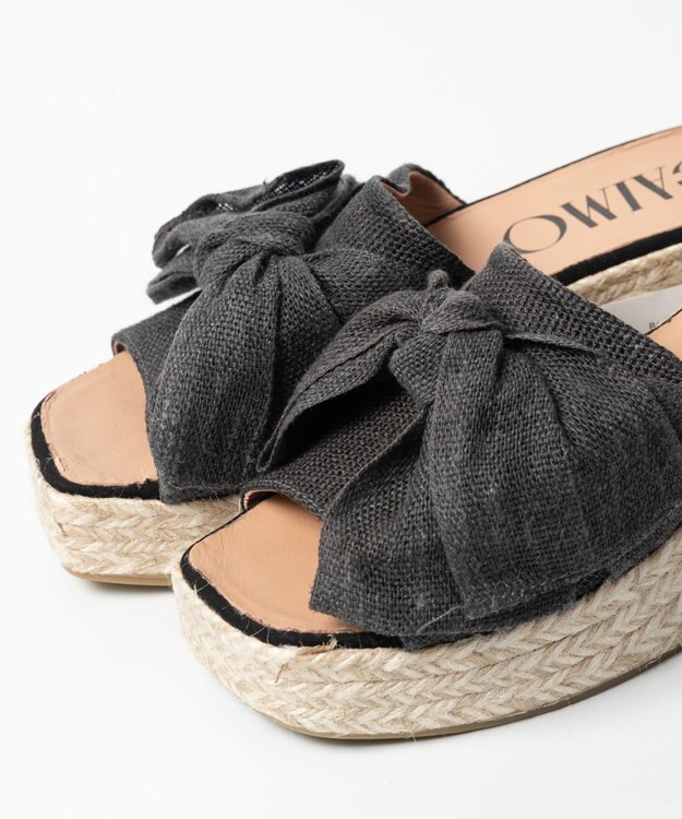 gaimo 【GAIMO/ガイモ】リネンリボン付きジュート厚底サンダル/CELIA-RS ブラック