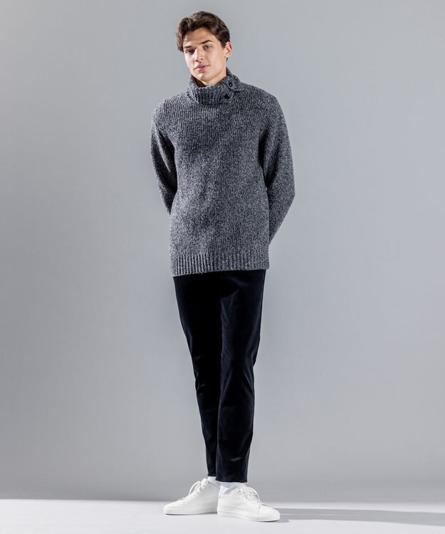 JOSEPH HOMME エクストラファインブークレ　タートルネックニット ネイビー系