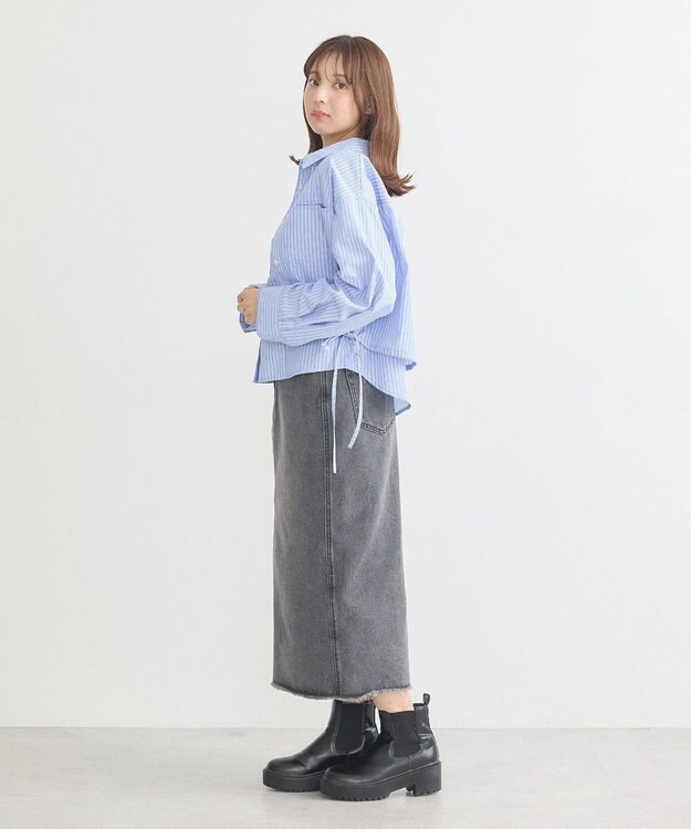 earth music&ecology Ｓｅｔ２点　ドロストショートシャツ＋キャミブラウス Light Blue