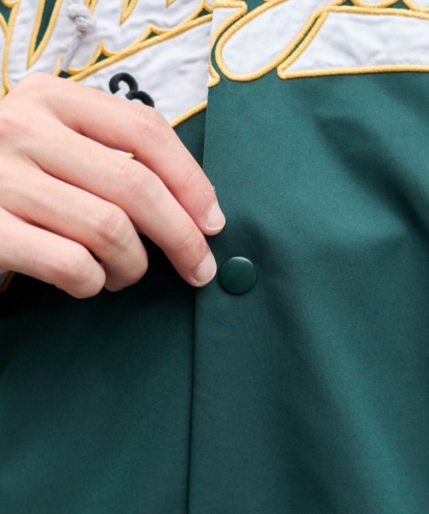 WEGO 【ユニセックス着用ITEM】2WAYフードワッペンスタジャン ダークグリーン