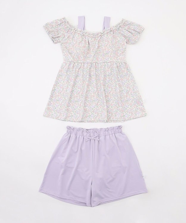組曲 KIDS 【SS-Lサイズ】 ボタニカルフラワースイムウェア(セパレート) ラベンダー