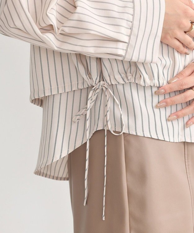 earth music&ecology Ｓｅｔ２点　ドロストショートシャツ＋キャミブラウス Beige