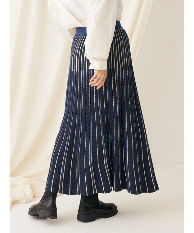 CRAFT STANDARD BOUTIQUE 配色ストライプニットスカート Blue