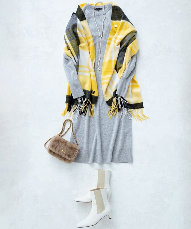 23区 サイドゴア ヒール ブーツ アイボリー系