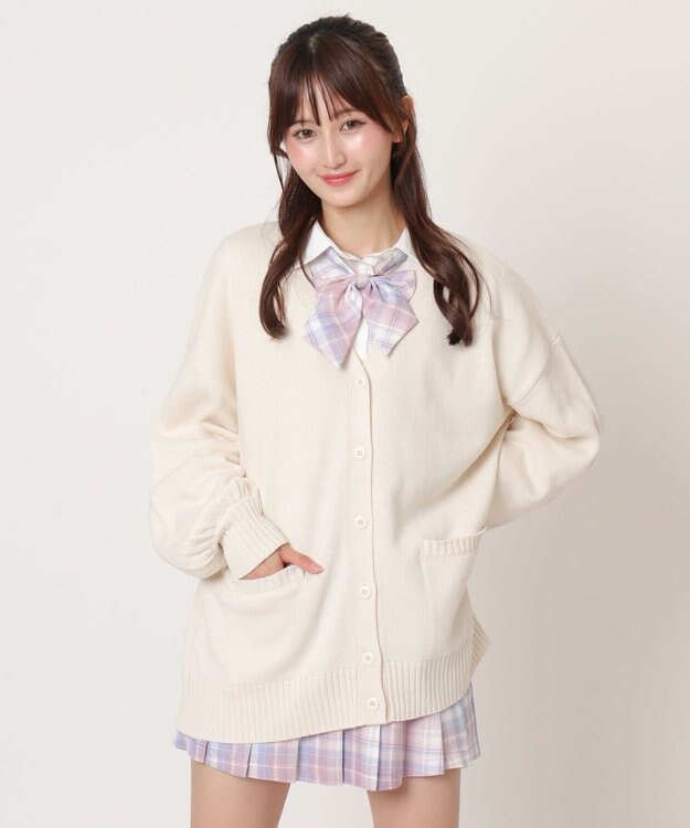 WEGO 【SCHOOLITEM】ニットカーディガン オフホワイト
