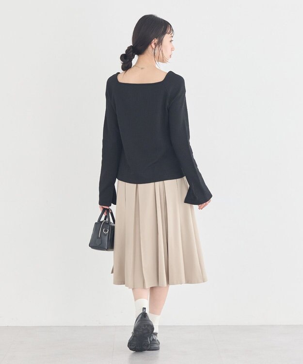 earth music&ecology 【予約】アシメ釦ツイストテレコカットソー ブラック