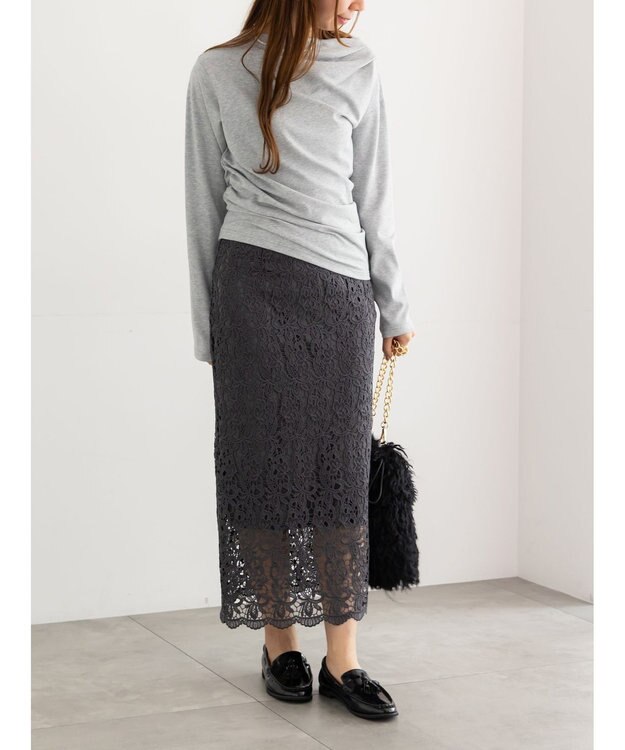 Te chichi ケミカルレースナロースカート《2025Autumn catalog vol.2 item》 チャコールグレー