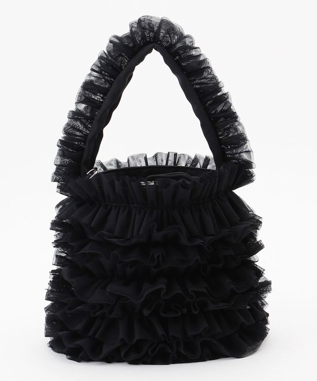 LA BAGAGERIE 【MONICA】チュールフリル2WAYバッグ ブラック