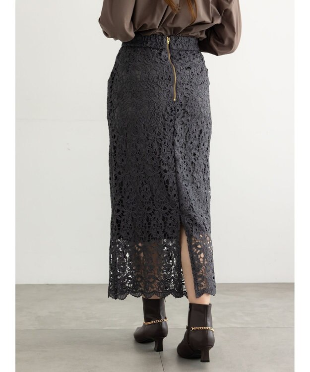Te chichi ケミカルレースナロースカート《2025Autumn catalog vol.2 item》 チャコールグレー