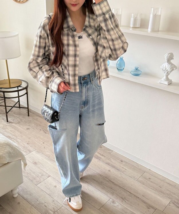 WEGO 【カップ付きインナー】グラフィックカップ付きリブタンク 柄4