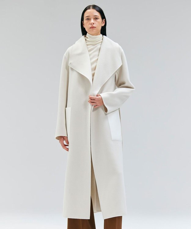 【HARUKA DESIGN】ノーカラー2WAYリバーミドルコートCARAMEL HARUKA DESIGN】ノーカラー2WAYリバーミドルコート｜アウター ウール