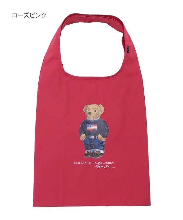 MOONBAT POLO RALPH LAUREN(ポロ ラルフローレン) ポケッタブルレインバッグ　フラッグベア ローズピンク