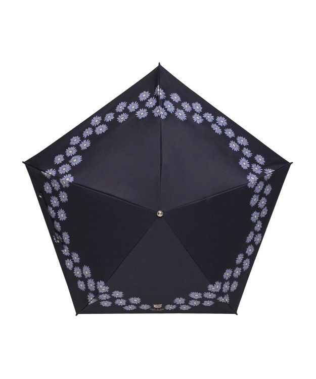 MOONBAT 【 遮光率100％/遮熱/UV】PAUL&JOE ACCESSOIRES(ポール&ジョー) 晴雨兼用日傘  Lovely daisy  クリザンテーム ヌネット 折りたたみ傘 竹手元 ディープブルー