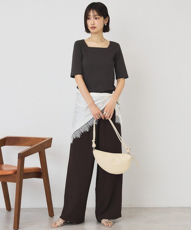 AMERICAN HOLIC スクエアネック5分袖プルオーバー Charcoal Gray