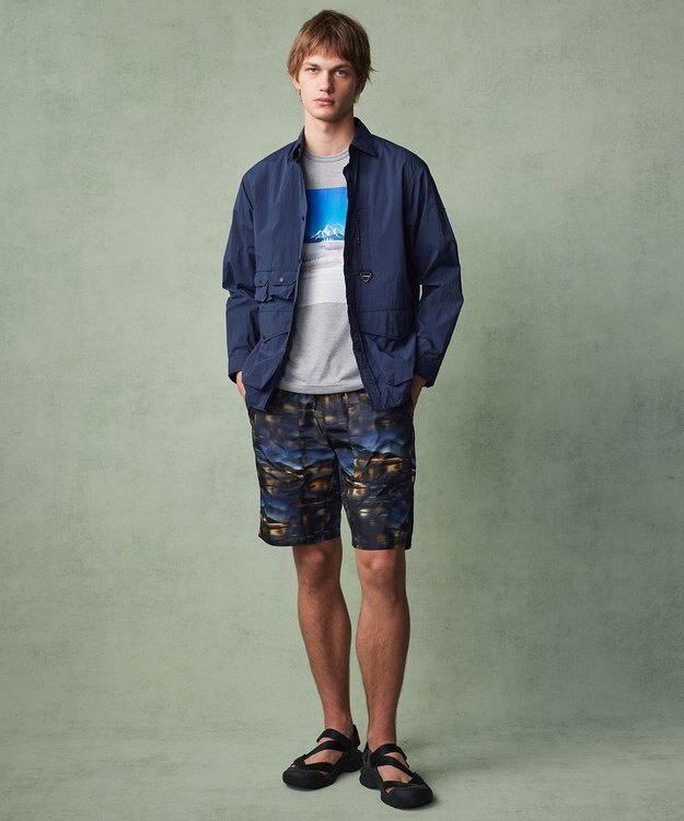 JOSEPH ABBOUD MOUNTAIN 【軽量/ストレッチ/ECO撥水】ライトワッシャーストレッチ アウトドア シャツ ネイビー系