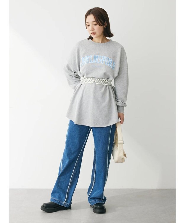 Green Parks ロゴ裏毛チュニック Gray Mixture