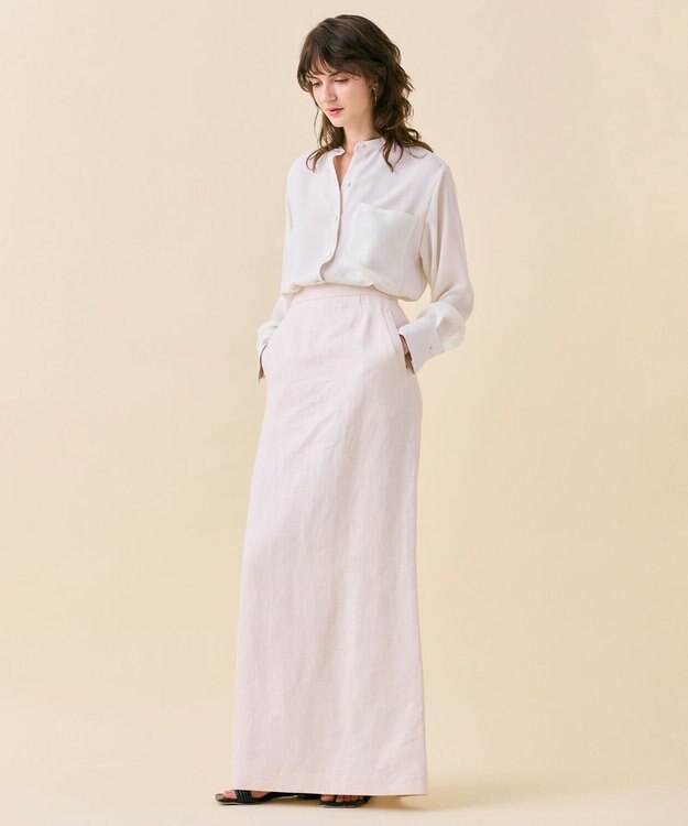 BEIGE， 【Oggi 5月号掲載】CRINUM / Iラインリネンマキシスカート Light Pink