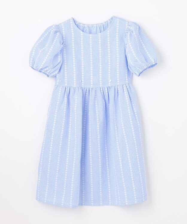 ANY KIDS 【洗濯機可能】サッカー ストライプワンピース サックスブルー