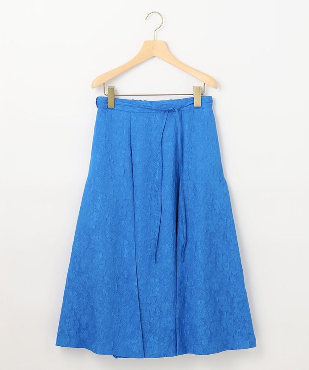 組曲 【WEB限定】エアリーフラワージャガード フレアスカート ブルー系