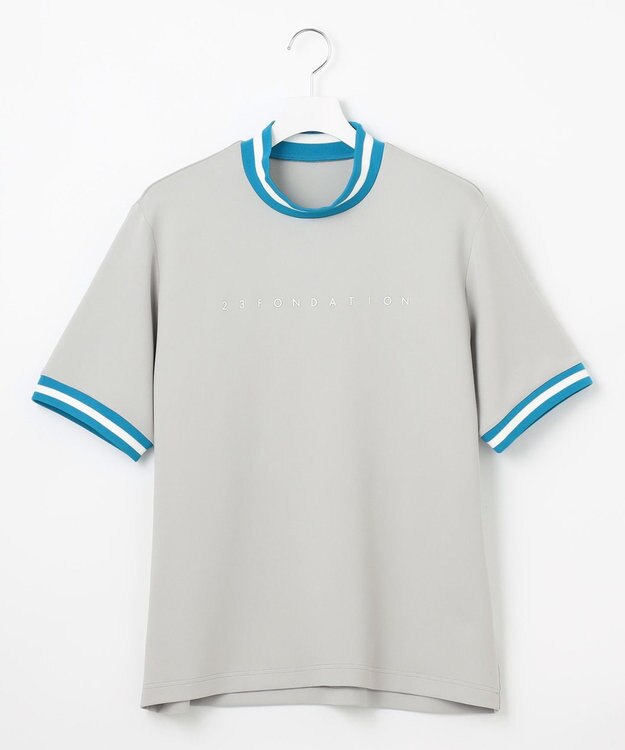 23区GOLF 【23Fondation】【吸水速乾/UVケア】ライトダンボール モックネック ライトグレー系