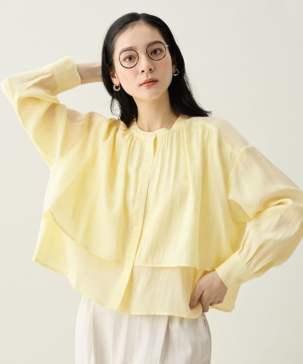 ANY ラッフルクロップドシャツ イエロー