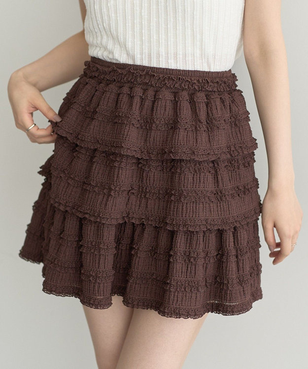 earth music&ecology 【2WAY】フリフリミニスカート Brown