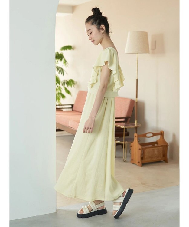 earth music&ecology ＳＥＴ２点　フリルショルダーツーピースワンピース Yellow