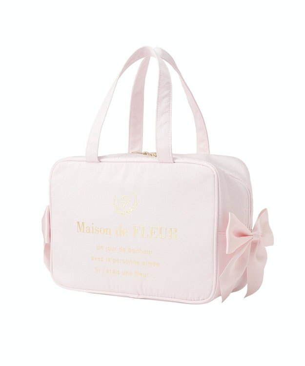 Maison de FLEUR 【保冷機能付き】サテンサイドリボン保冷バッグ Pink