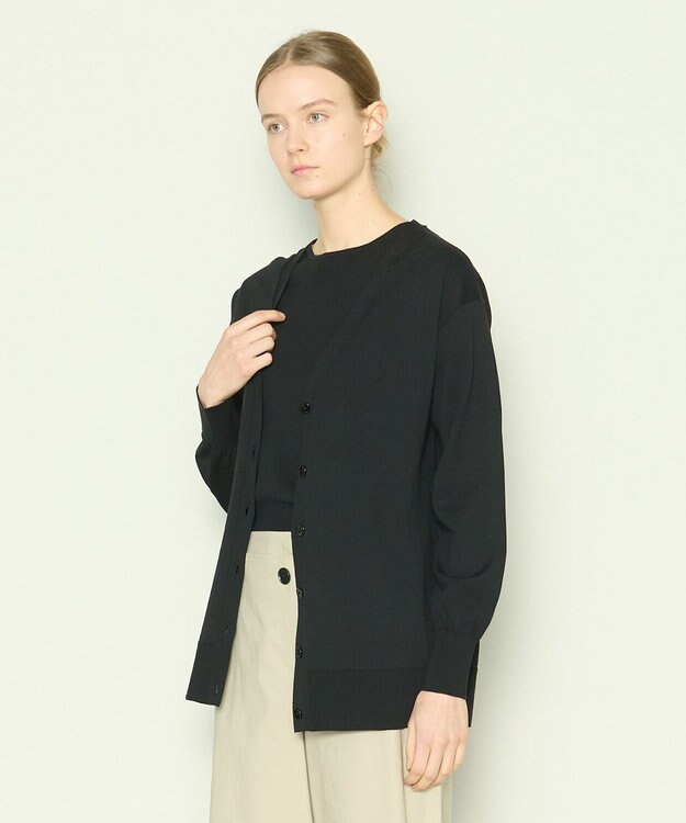 JOSEPH 【洗える】フィールコットン　カーディガン Black