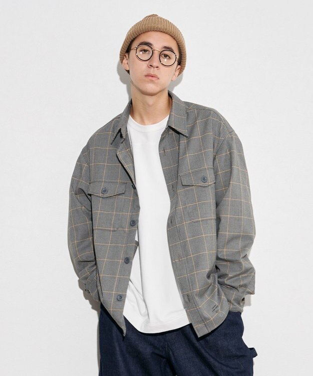 J.PRESS YORK STREET 【UNISEX】チェックストレッチCPOジャケット ライトグレー系3