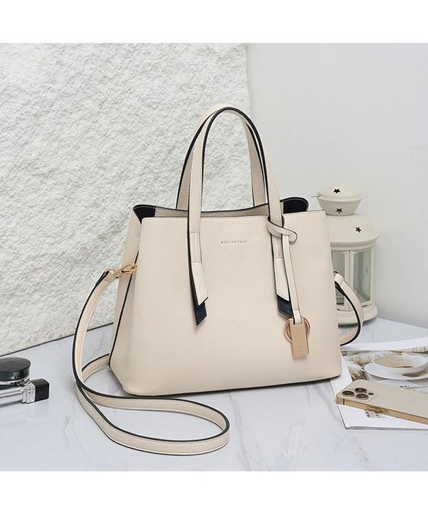 style code 【8/26入荷】【MERCURYDUO/マーキュリーデュオ】アオリワークハンドバッグ アイボリー