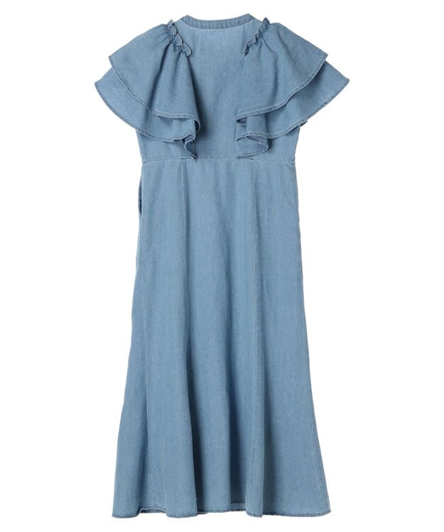 earth music&ecology ラッフル前開きデニムワンピース Light Indigo