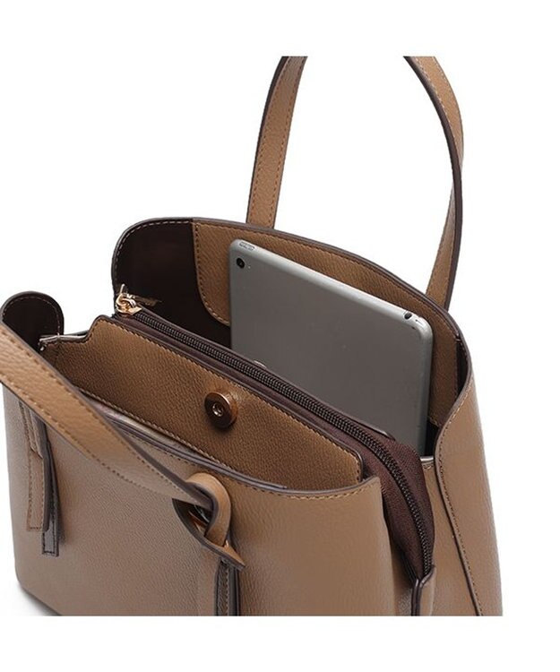 style code 【8/26入荷】【MERCURYDUO/マーキュリーデュオ】アオリワークハンドバッグ グレージュ