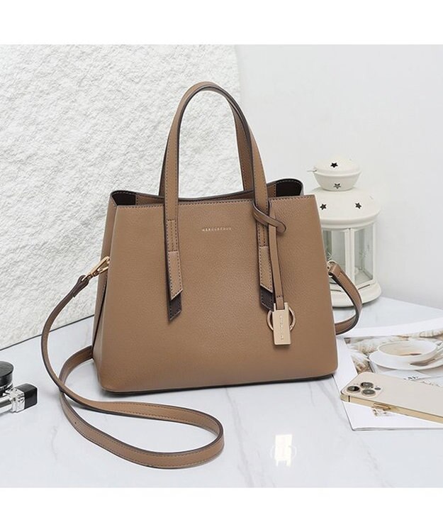 style code 【8/26入荷】【MERCURYDUO/マーキュリーデュオ】アオリワークハンドバッグ グレージュ