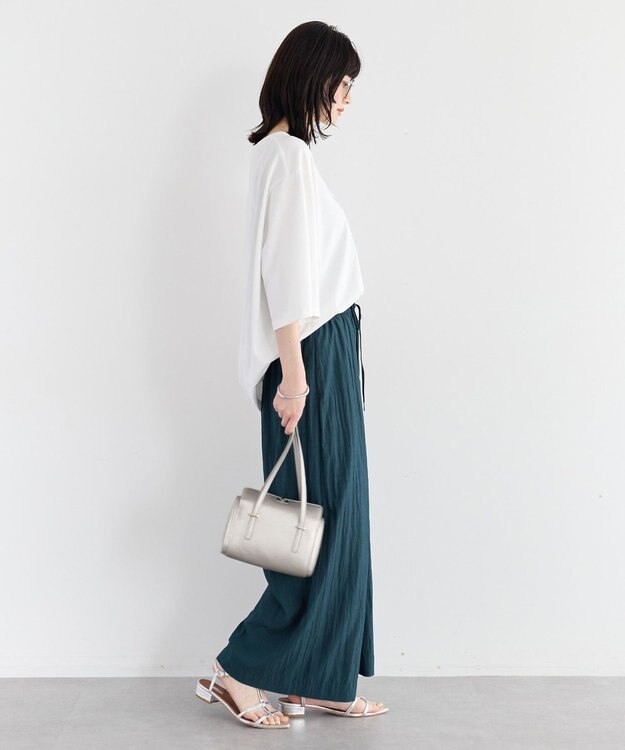 YECCA VECCA 【UVカット】ワイドスリーブ箔プリントTee Off White