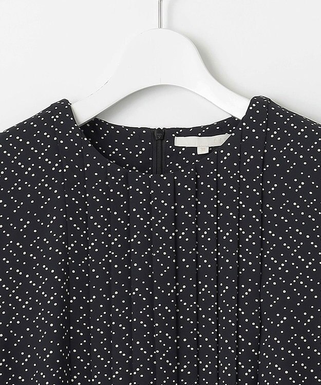 自由区 L 【19号サイズまで展開】ライトサテン ワンピース ブラック×ベージュ