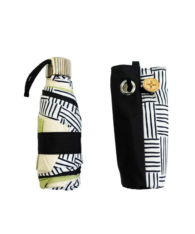 +RING 【UVカット95%以上】【UPF50＋】プラスリング レディース向け 晴雨兼用 折傘 BLK/WHT T1307 白～オフホワイト