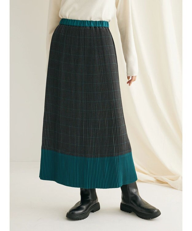 CRAFT STANDARD BOUTIQUE 配色チェックプリーツスカート Check Black