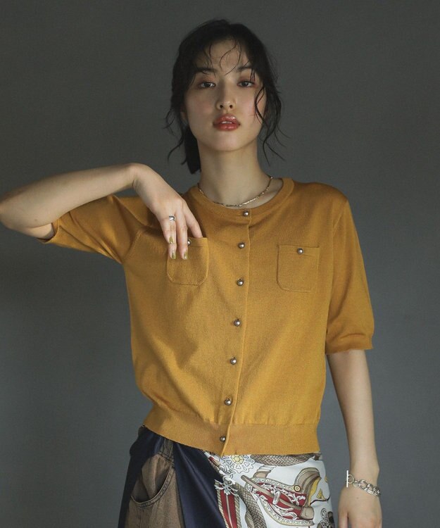 Green Parks コンパクトポケットカーディガン Mustard