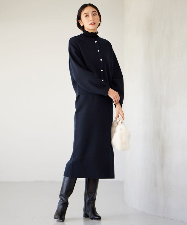 自由区 S 【WEB&一部店舗限定】スムージーニット スカート ネイビー