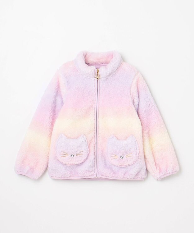 ANY KIDS ネコポケットボアブルゾン レインボー×ラベンダー