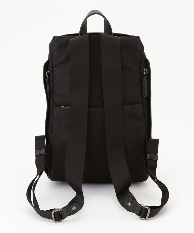 Y'SACCS 【CORDURA×リサイクルレザー】ラウンドフラップミニリュック ブラック