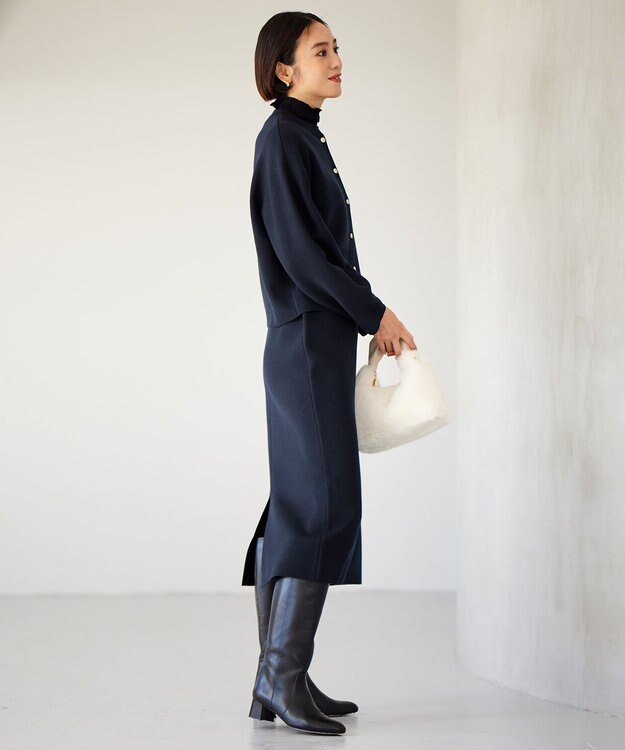 自由区 S 【WEB&一部店舗限定】スムージーニット スカート ネイビー