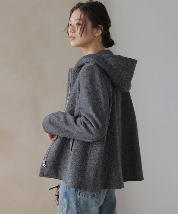 組曲 L ウールモッサ ショートコート ブラック系8