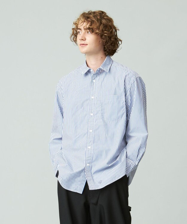 J.PRESS YORK STREET 【UNISEX】タイプライターストライプ シャツ ブルー系1