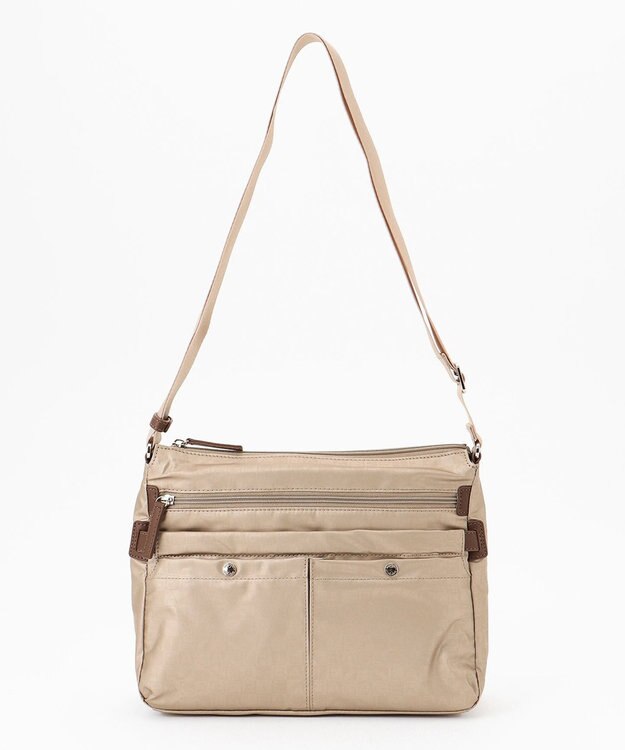 LA BAGAGERIE モノグラム　スクエアナイロンショルダー　Mサイズ ゴールド