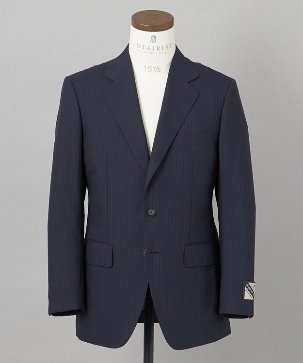 GOTAIRIKU 【御幸毛織】Superio160 ウールモヘヤシルクカシミヤ　スーツ（ネイビーストライプ） ネイビー系1