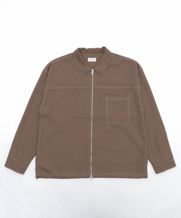 WEGO 【ユニセックス着用ITEM/MLサイズ展開】カラーステッチシャツジャケット ブラウン